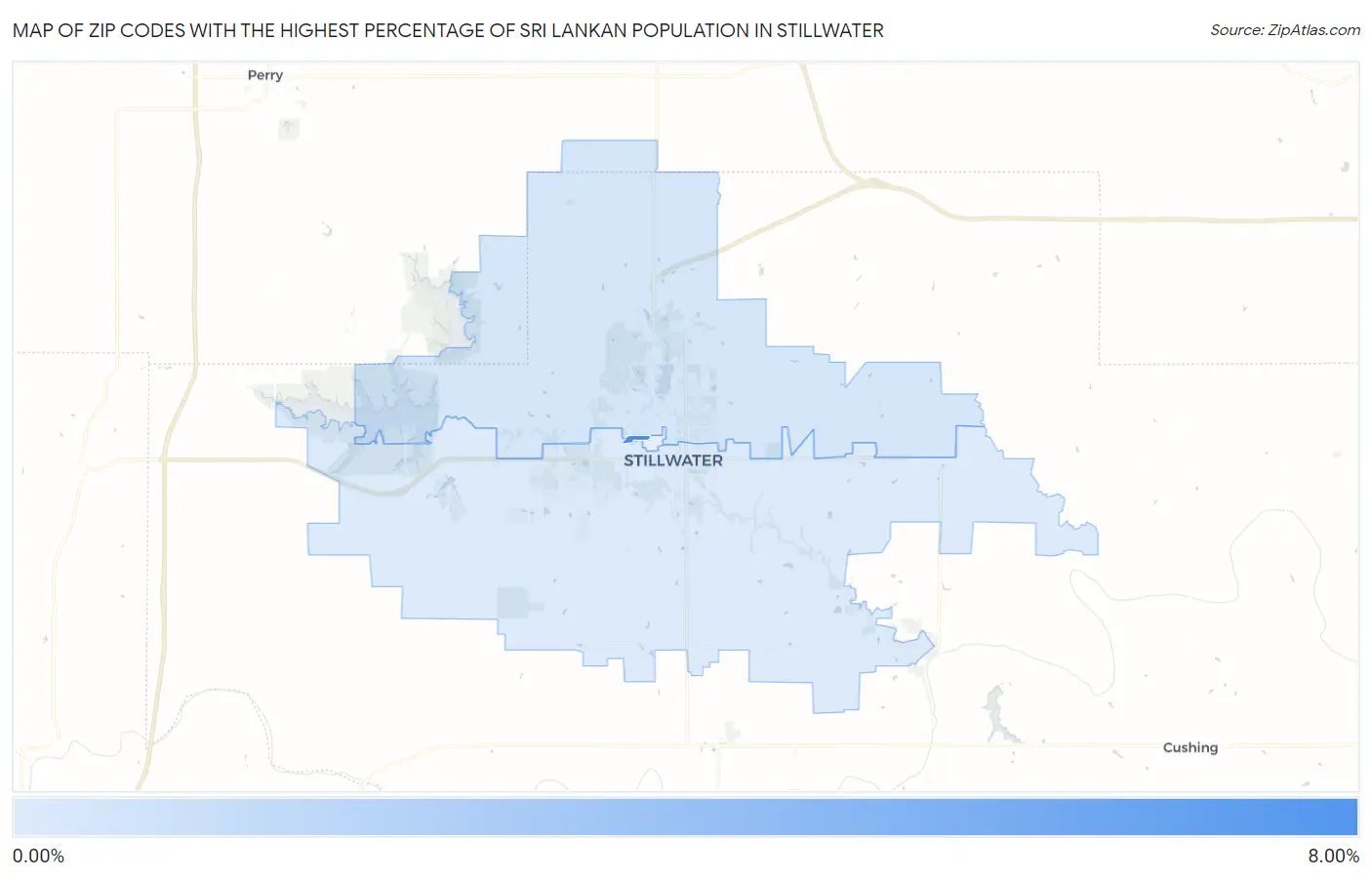 Zip Codes with the Highest Percentage of Sri Lankan Population in Stillwater Map