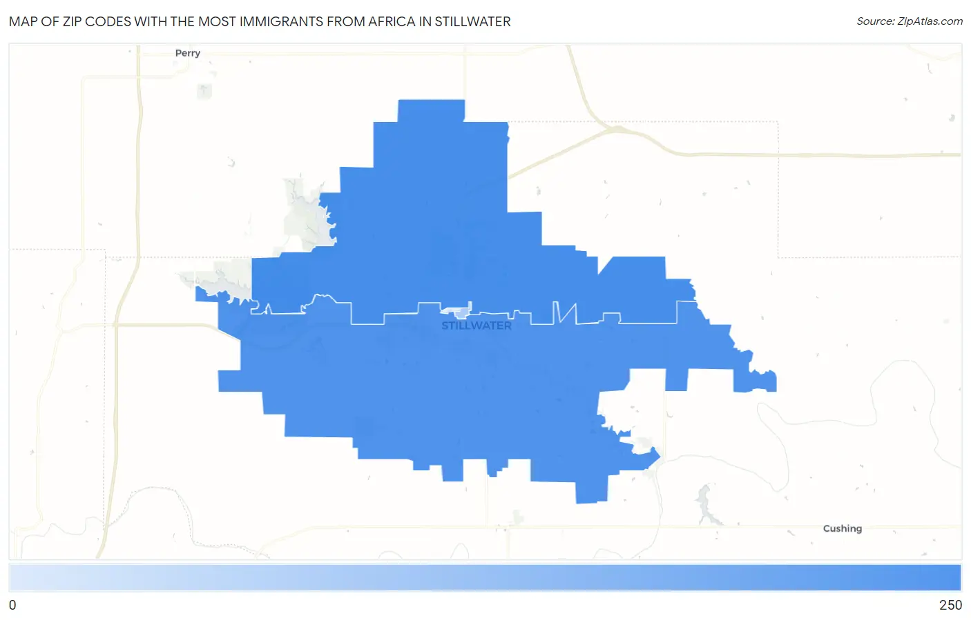 Zip Codes with the Most Immigrants from Africa in Stillwater Map