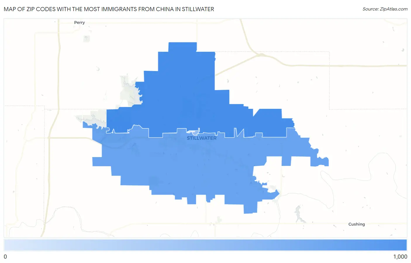 Zip Codes with the Most Immigrants from China in Stillwater Map