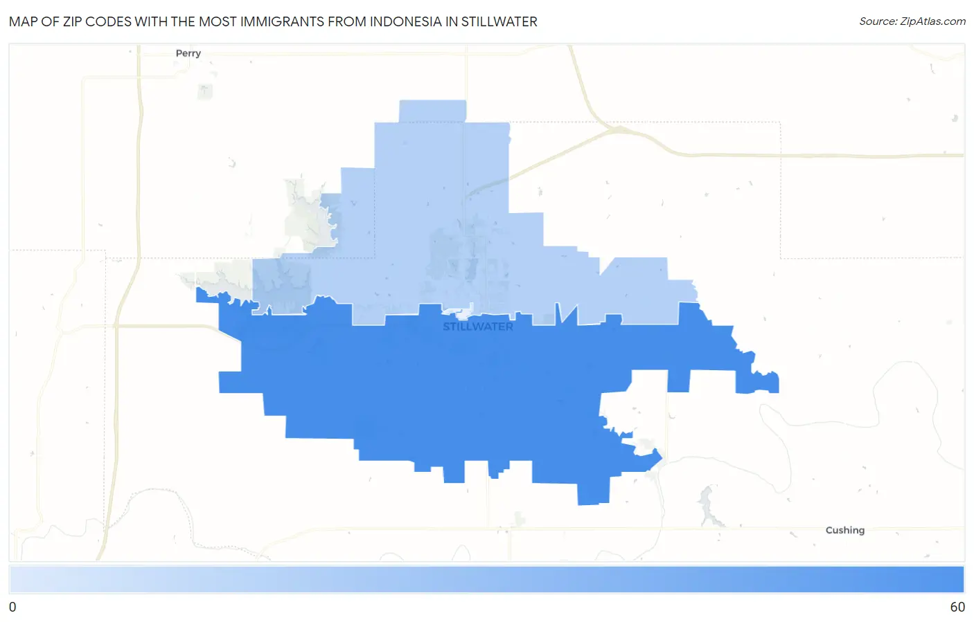 Zip Codes with the Most Immigrants from Indonesia in Stillwater Map
