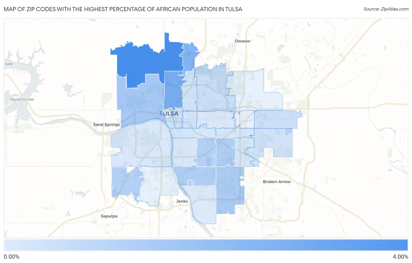 Zip Codes with the Highest Percentage of African Population in Tulsa Map