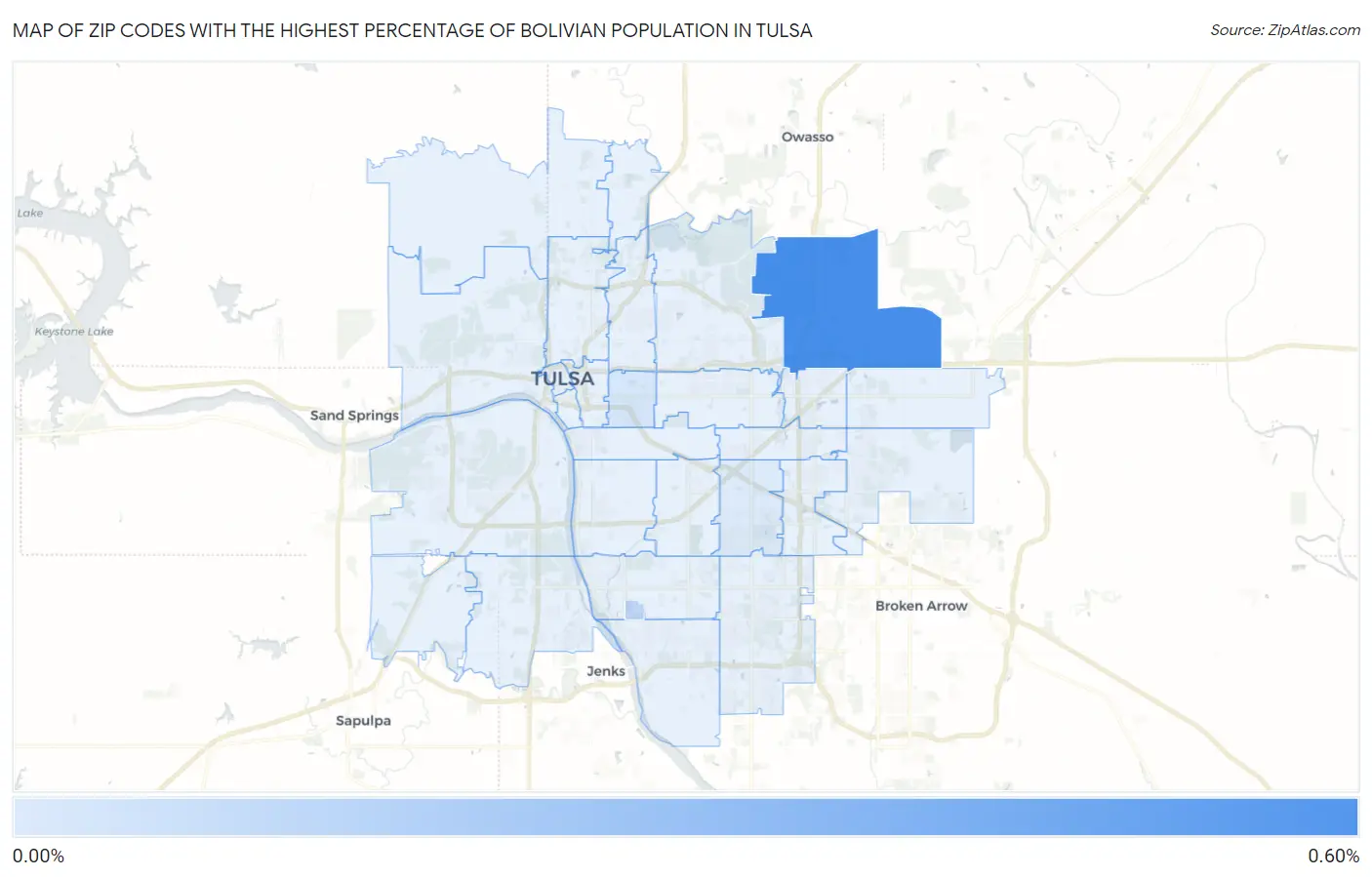 Zip Codes with the Highest Percentage of Bolivian Population in Tulsa Map