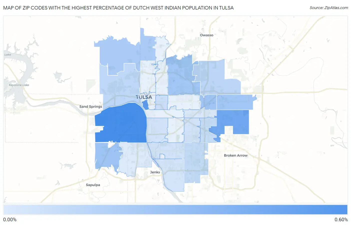 Zip Codes with the Highest Percentage of Dutch West Indian Population in Tulsa Map