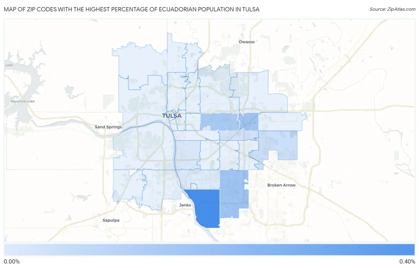 Zip Codes with the Highest Percentage of Ecuadorian Population in Tulsa Map