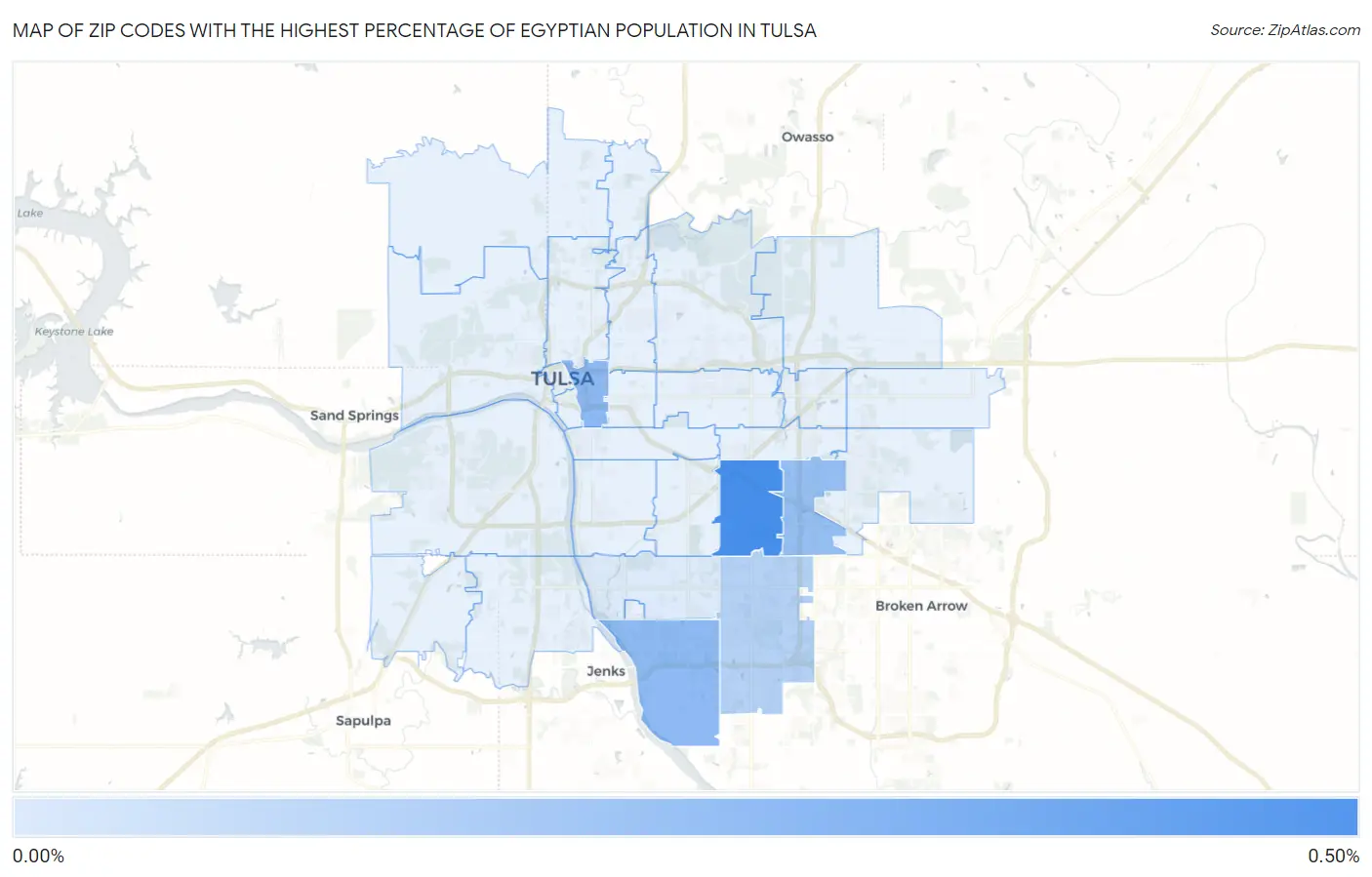 Zip Codes with the Highest Percentage of Egyptian Population in Tulsa Map