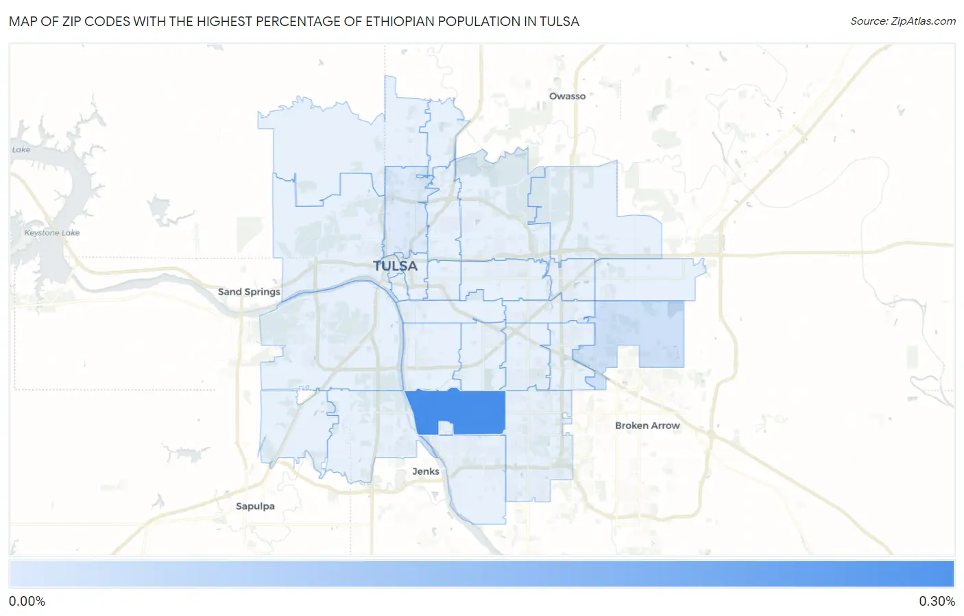 Zip Codes with the Highest Percentage of Ethiopian Population in Tulsa Map
