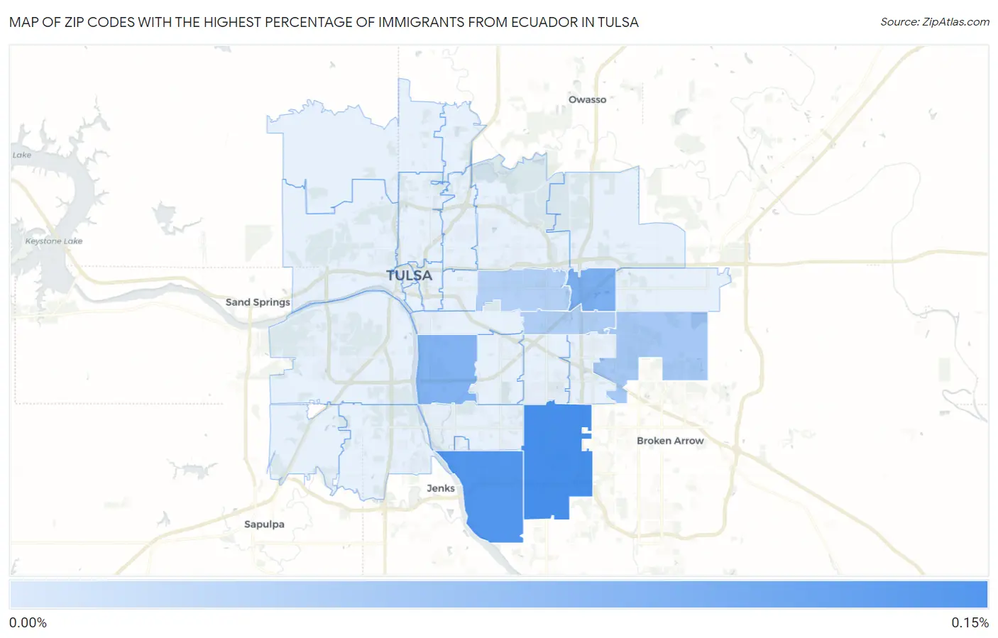 Zip Codes with the Highest Percentage of Immigrants from Ecuador in Tulsa Map