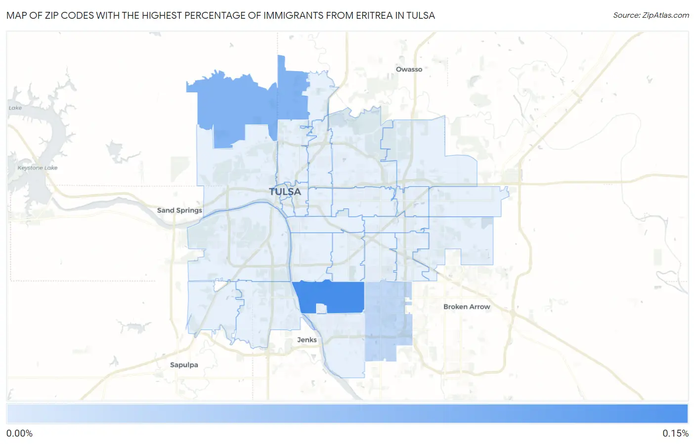 Zip Codes with the Highest Percentage of Immigrants from Eritrea in Tulsa Map