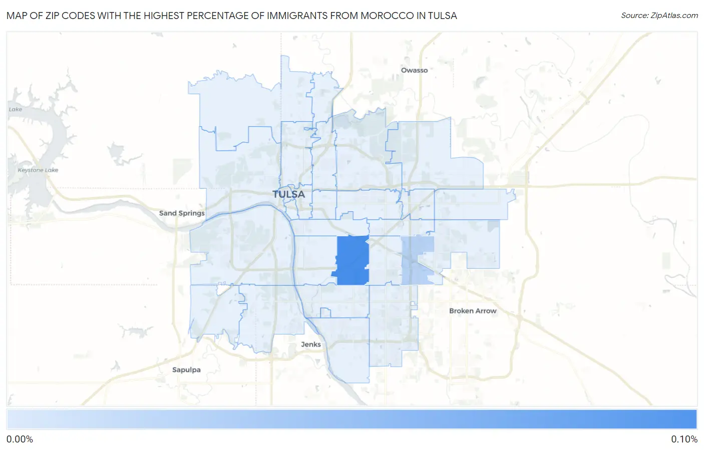 Zip Codes with the Highest Percentage of Immigrants from Morocco in Tulsa Map