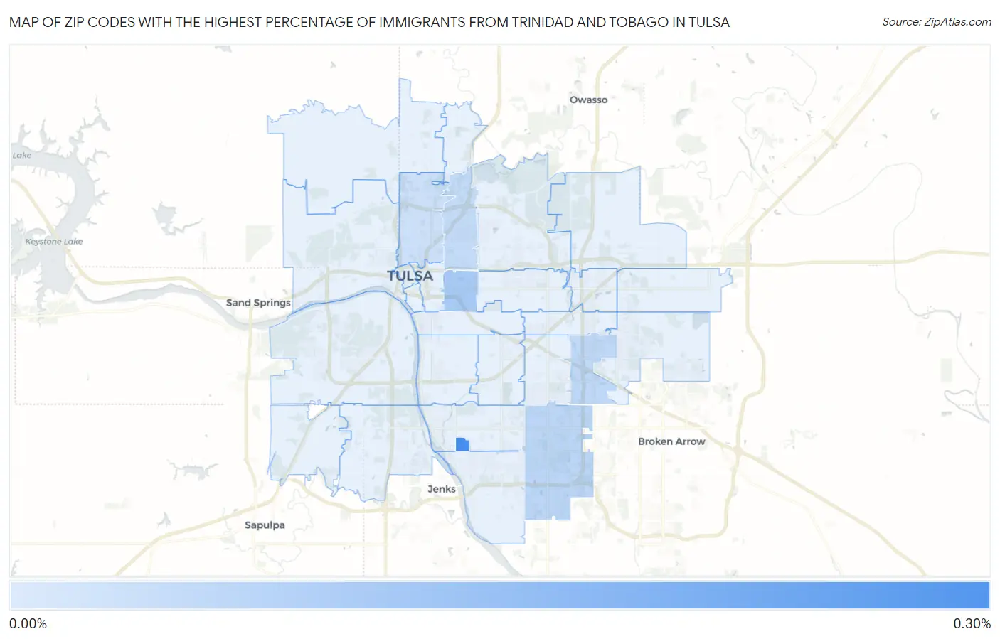 Zip Codes with the Highest Percentage of Immigrants from Trinidad and Tobago in Tulsa Map