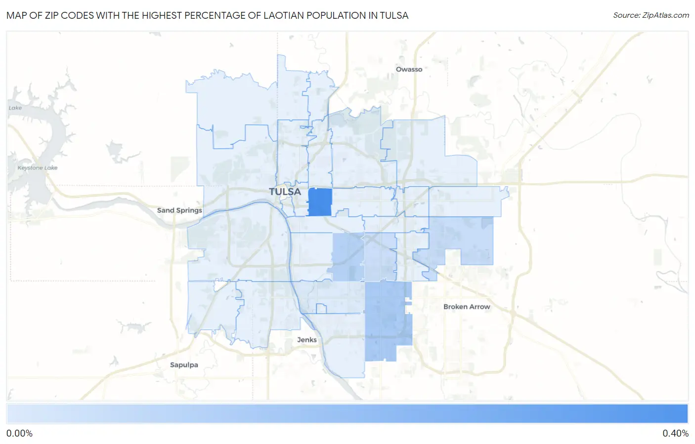 Zip Codes with the Highest Percentage of Laotian Population in Tulsa Map