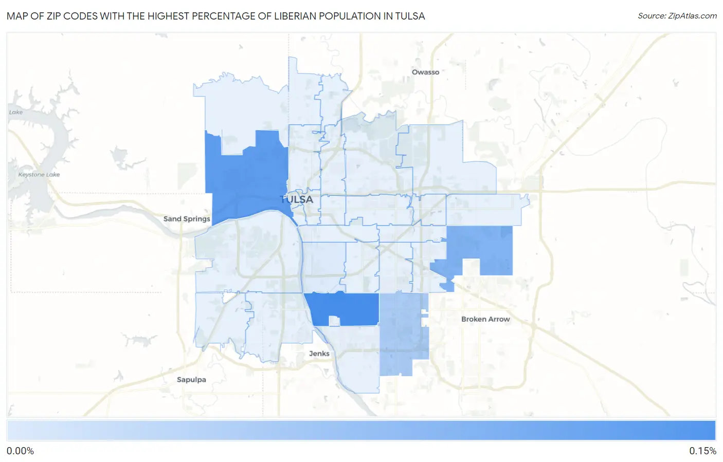 Zip Codes with the Highest Percentage of Liberian Population in Tulsa Map