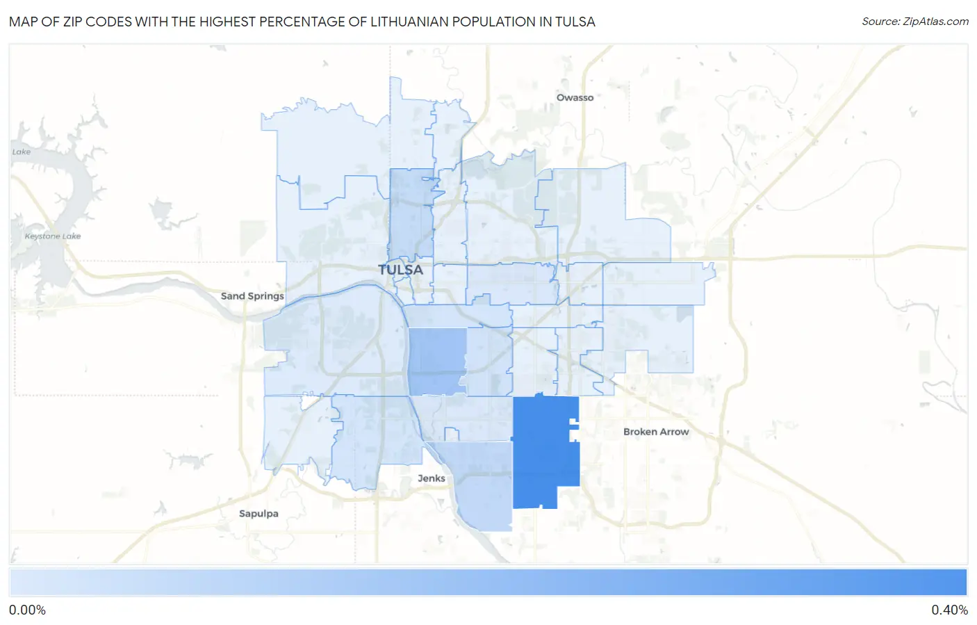 Zip Codes with the Highest Percentage of Lithuanian Population in Tulsa Map