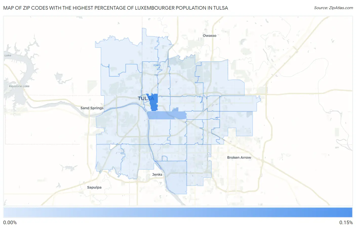 Zip Codes with the Highest Percentage of Luxembourger Population in Tulsa Map
