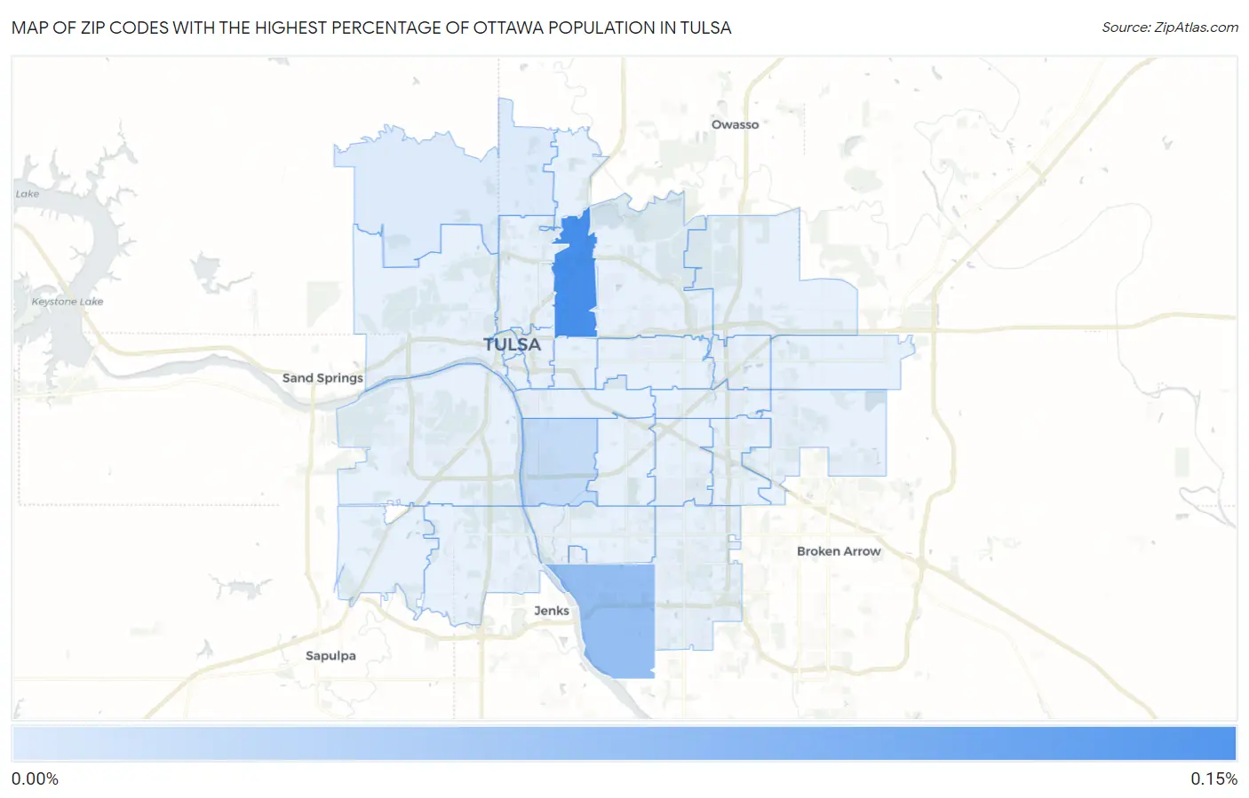 Zip Codes with the Highest Percentage of Ottawa Population in Tulsa Map
