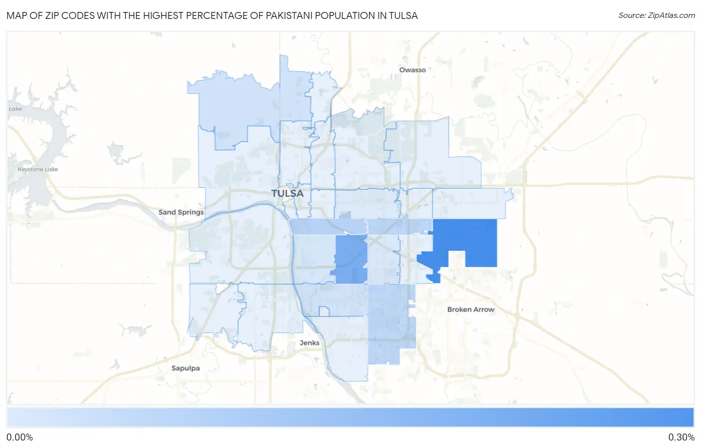 Zip Codes with the Highest Percentage of Pakistani Population in Tulsa Map