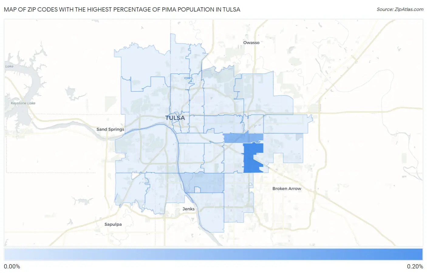 Zip Codes with the Highest Percentage of Pima Population in Tulsa Map
