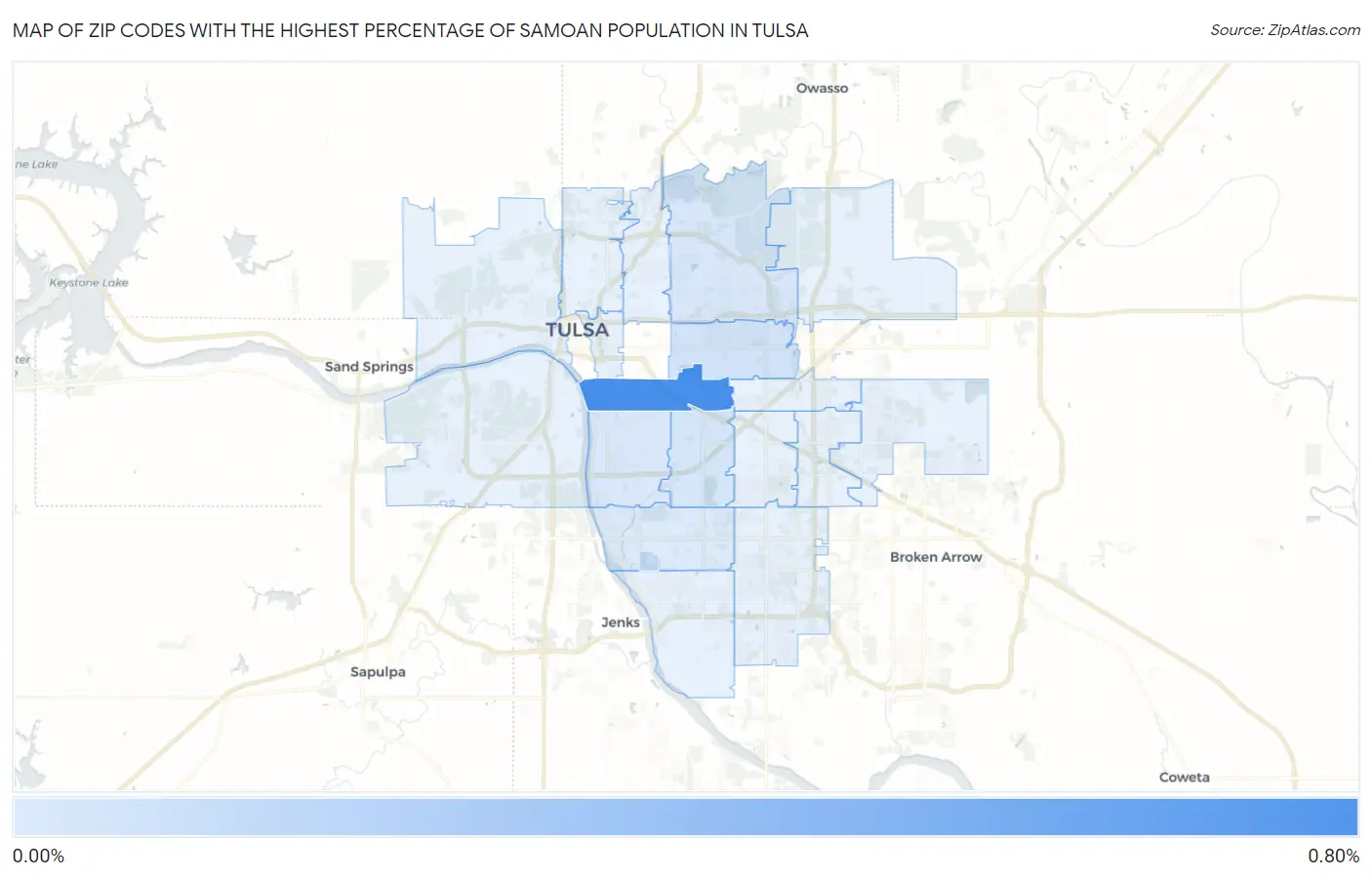 Zip Codes with the Highest Percentage of Samoan Population in Tulsa Map