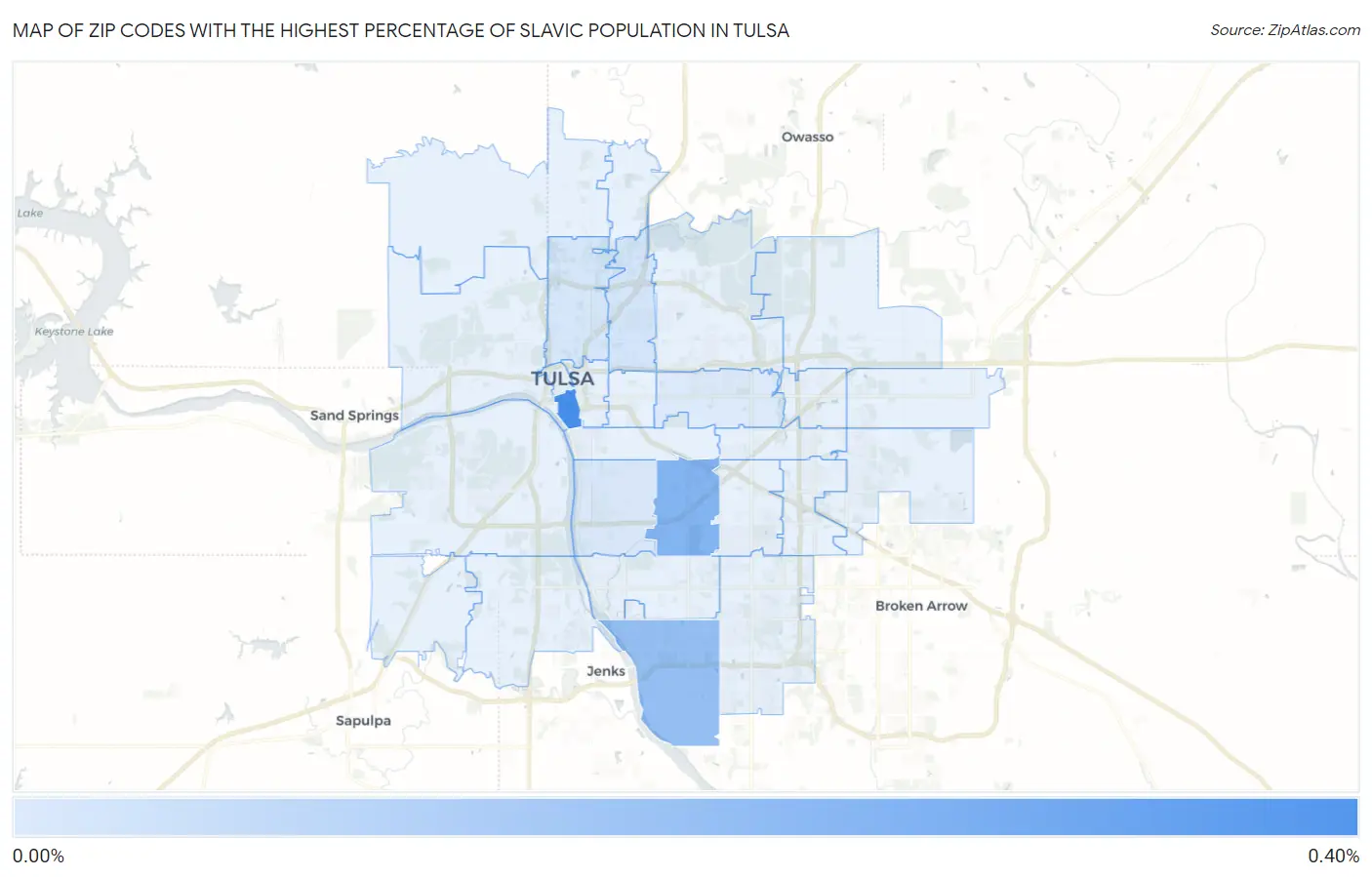Zip Codes with the Highest Percentage of Slavic Population in Tulsa Map