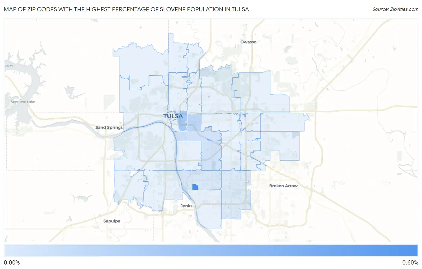 Zip Codes with the Highest Percentage of Slovene Population in Tulsa Map
