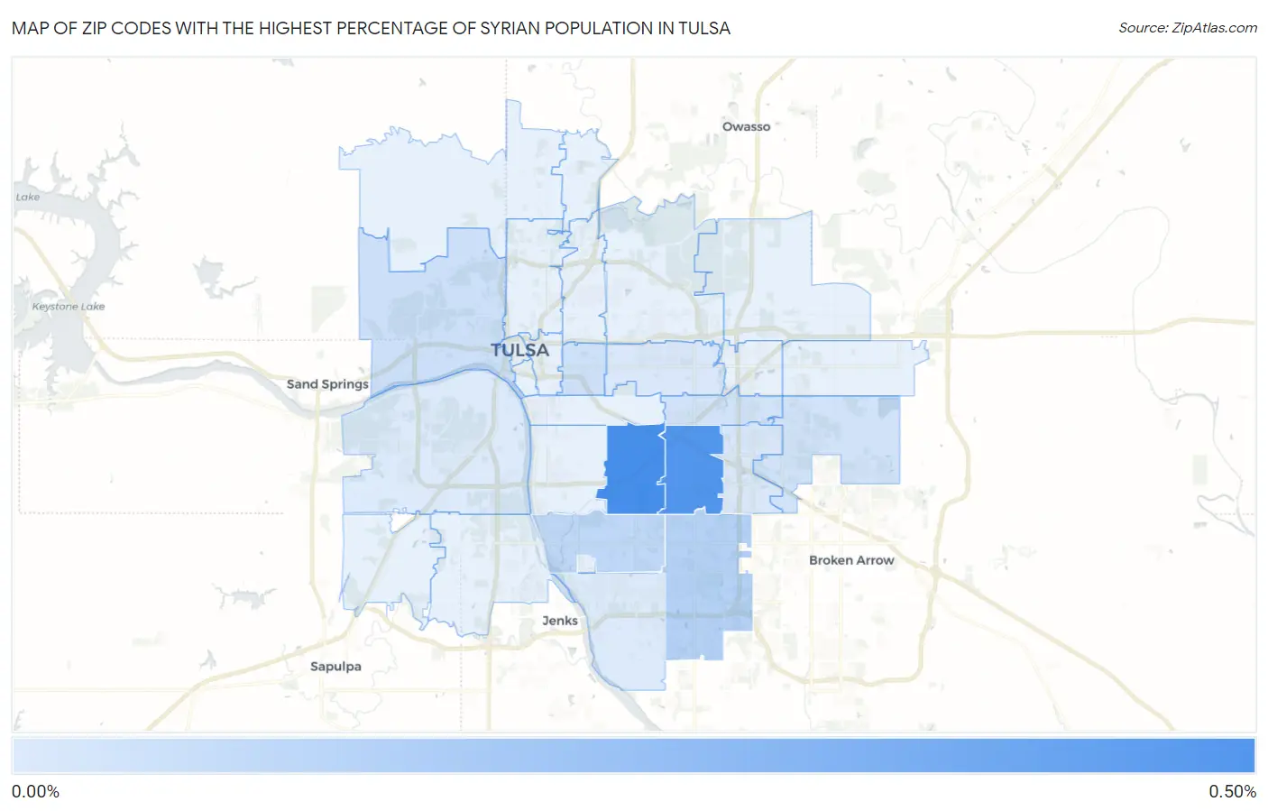 Zip Codes with the Highest Percentage of Syrian Population in Tulsa Map