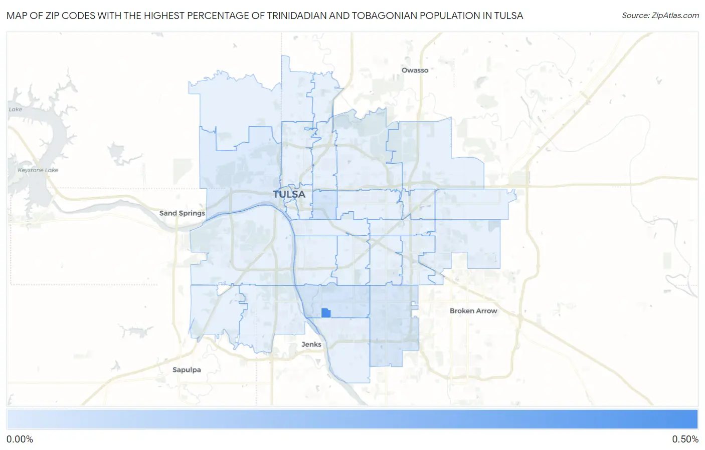 Zip Codes with the Highest Percentage of Trinidadian and Tobagonian Population in Tulsa Map