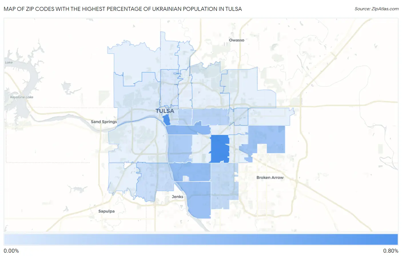 Zip Codes with the Highest Percentage of Ukrainian Population in Tulsa Map