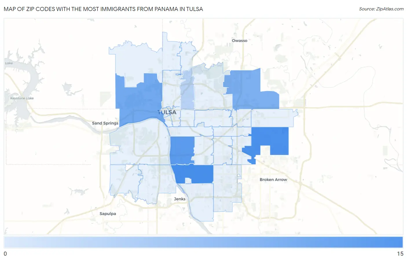 Zip Codes with the Most Immigrants from Panama in Tulsa Map
