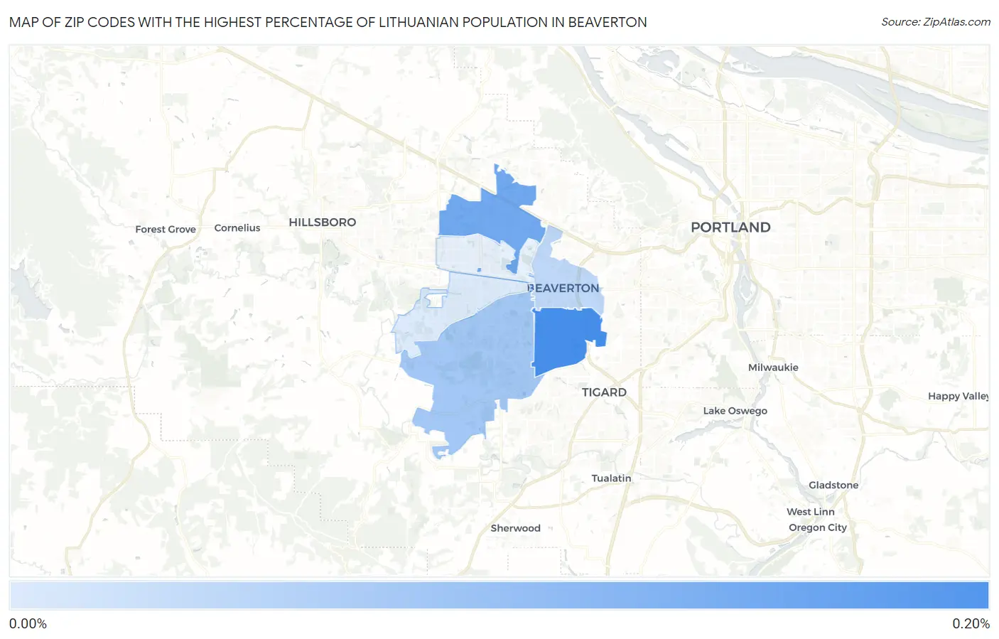 Zip Codes with the Highest Percentage of Lithuanian Population in Beaverton Map