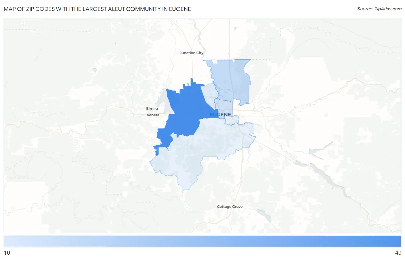 Zip Codes with the Largest Aleut Community in Eugene Map