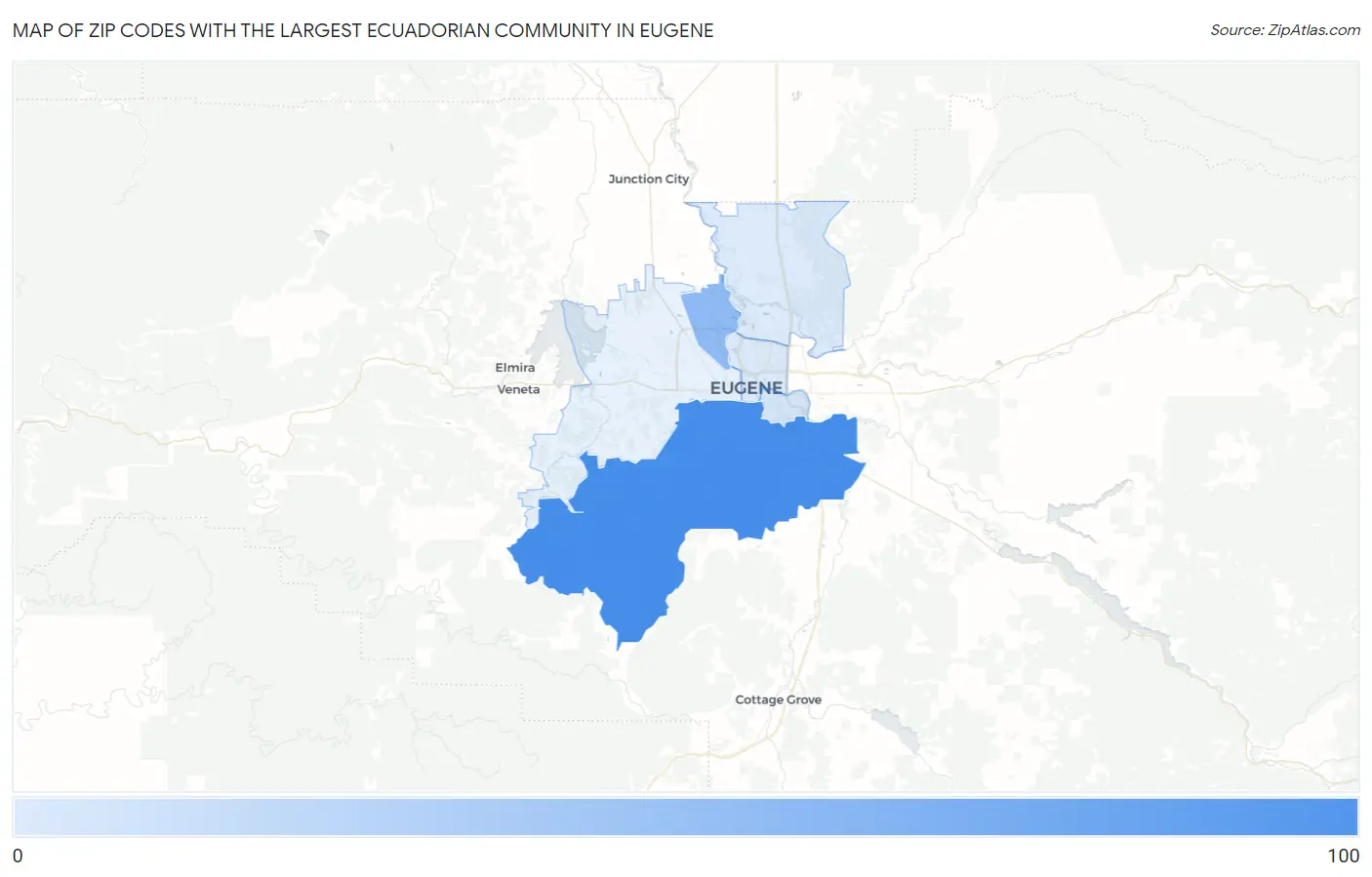 Zip Codes with the Largest Ecuadorian Community in Eugene Map