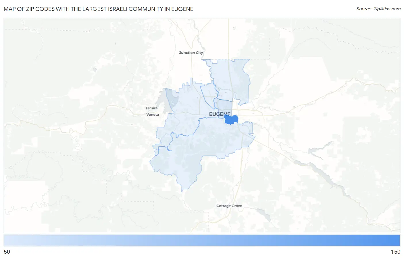 Zip Codes with the Largest Israeli Community in Eugene Map