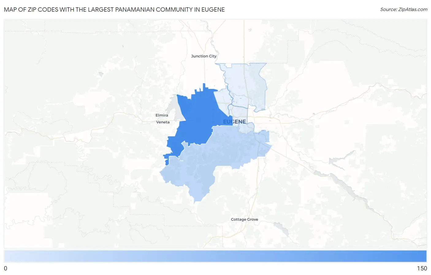 Zip Codes with the Largest Panamanian Community in Eugene Map