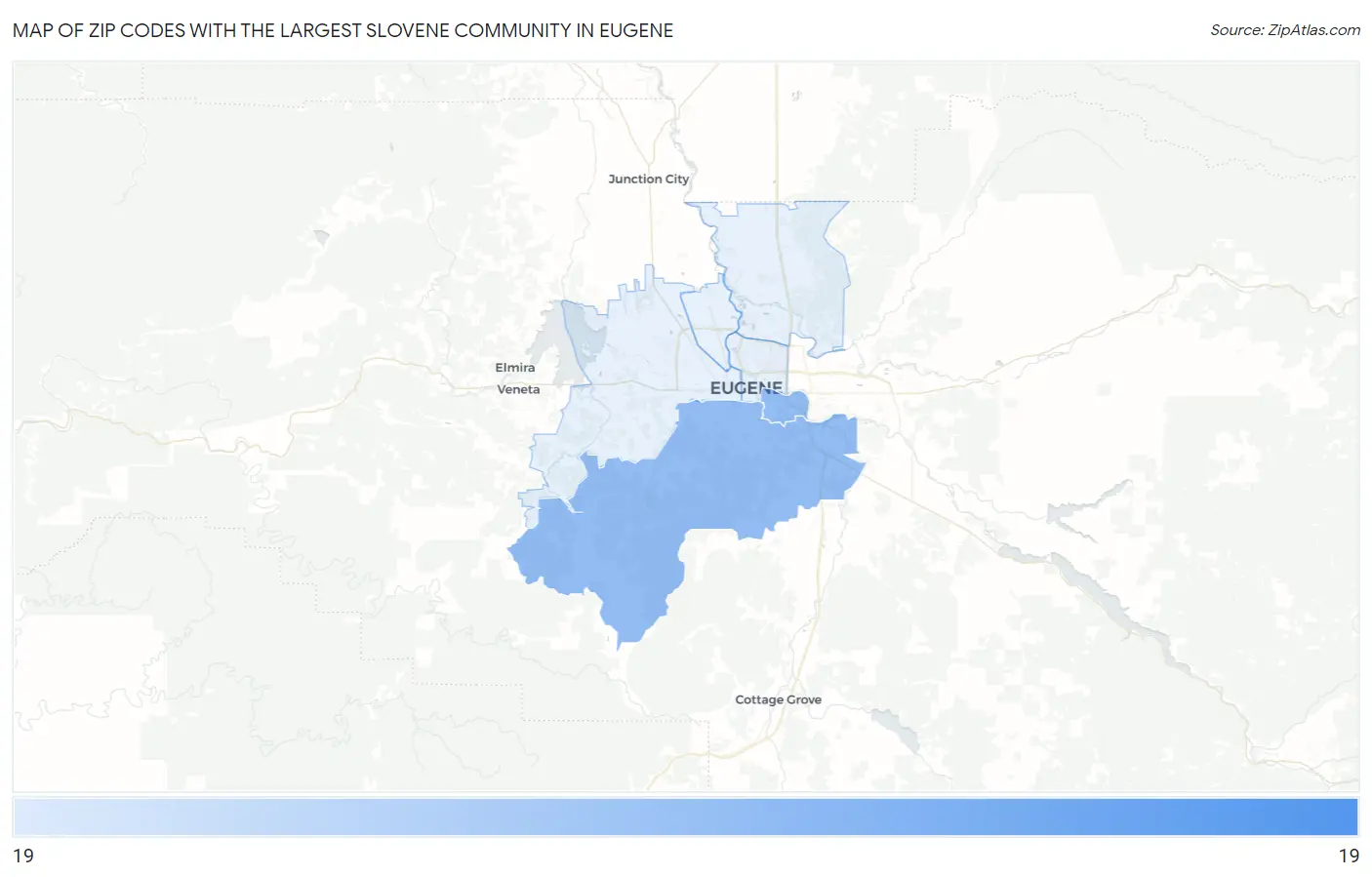 Zip Codes with the Largest Slovene Community in Eugene Map