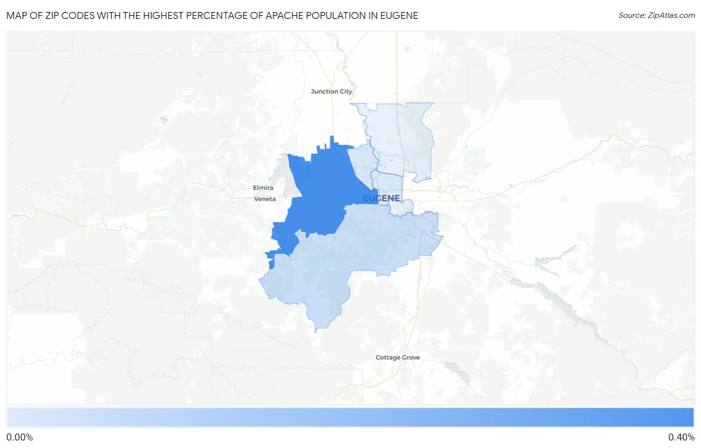 Zip Codes with the Highest Percentage of Apache Population in Eugene Map