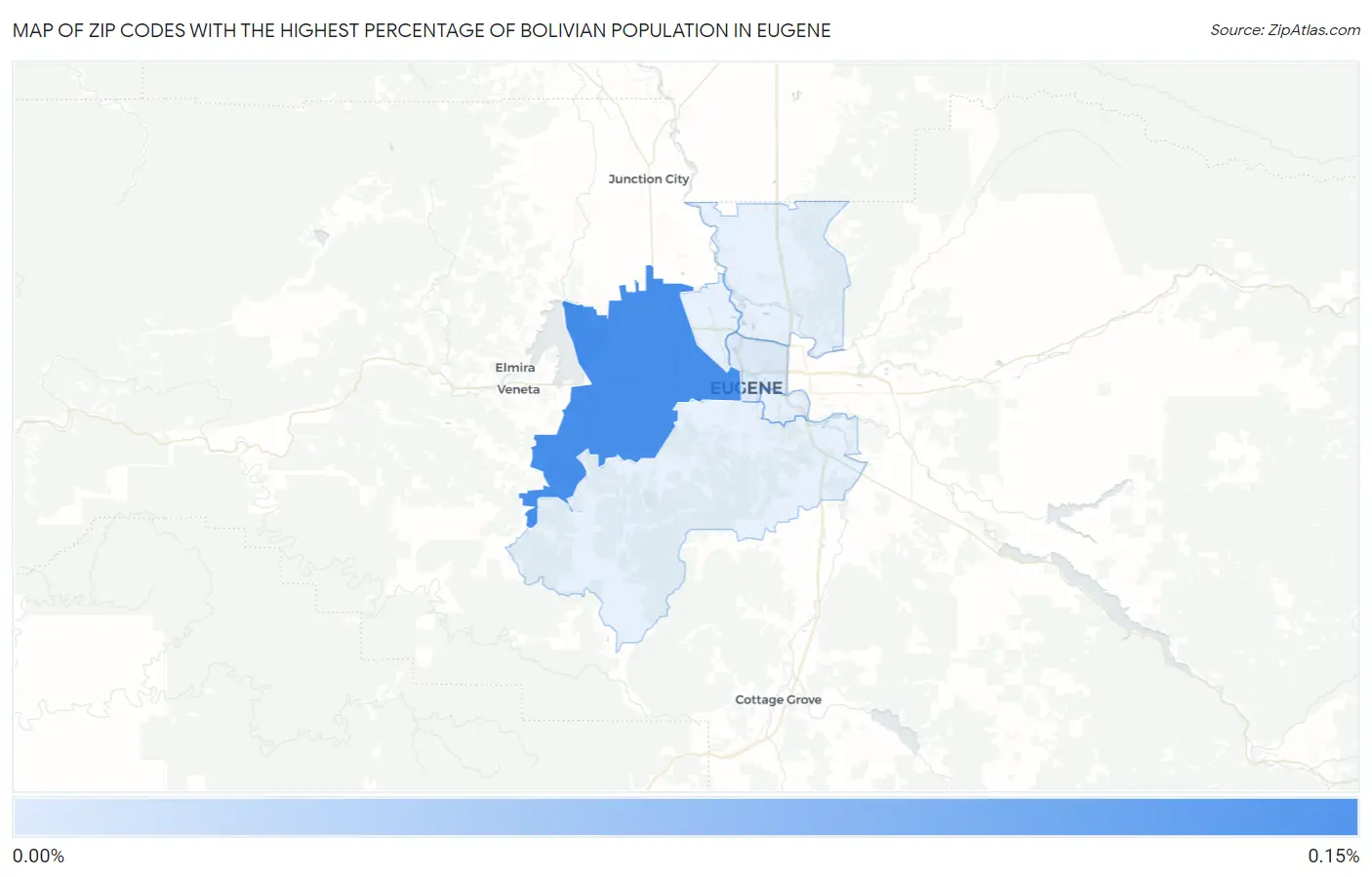 Zip Codes with the Highest Percentage of Bolivian Population in Eugene Map