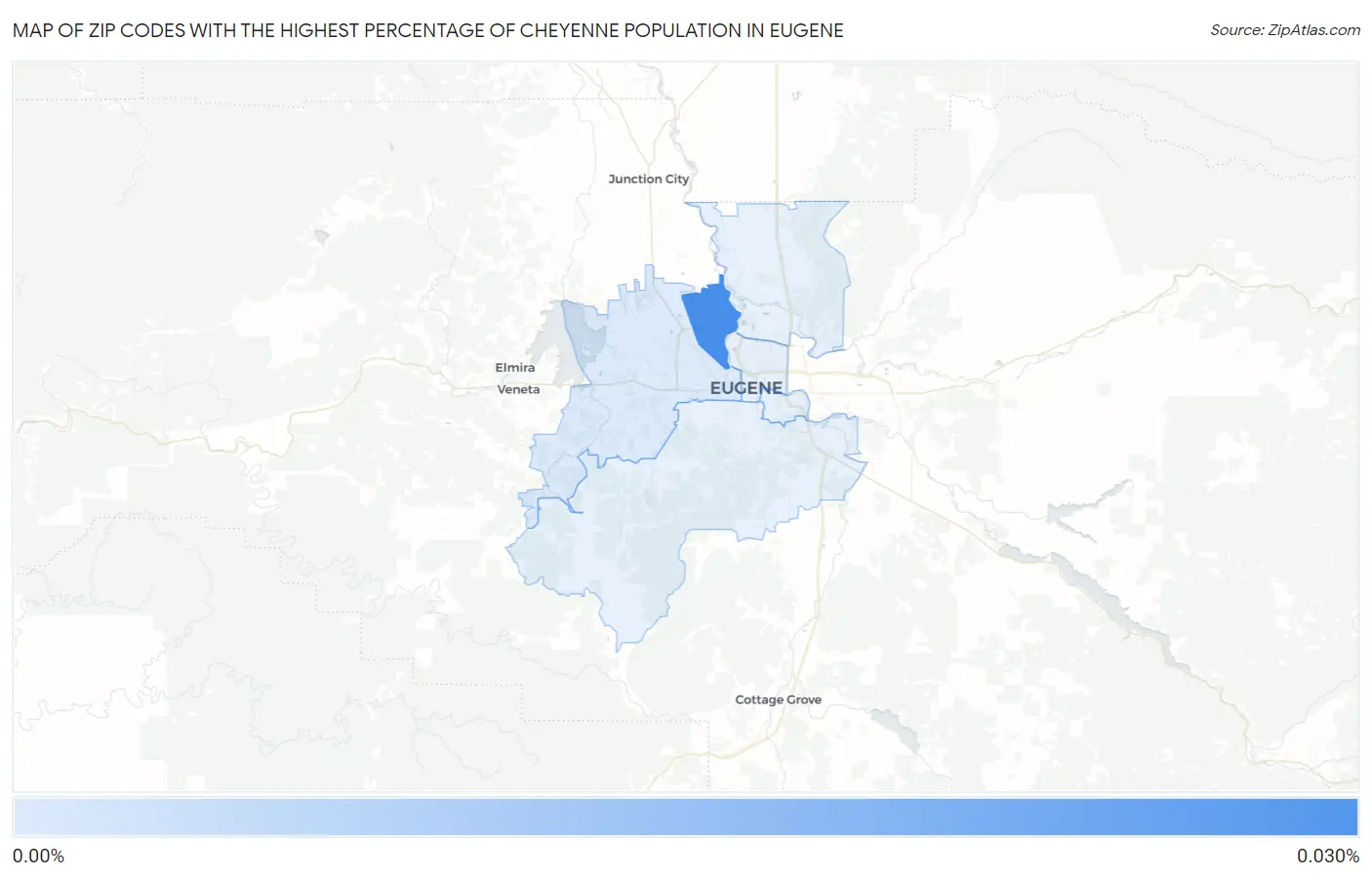 Zip Codes with the Highest Percentage of Cheyenne Population in Eugene Map