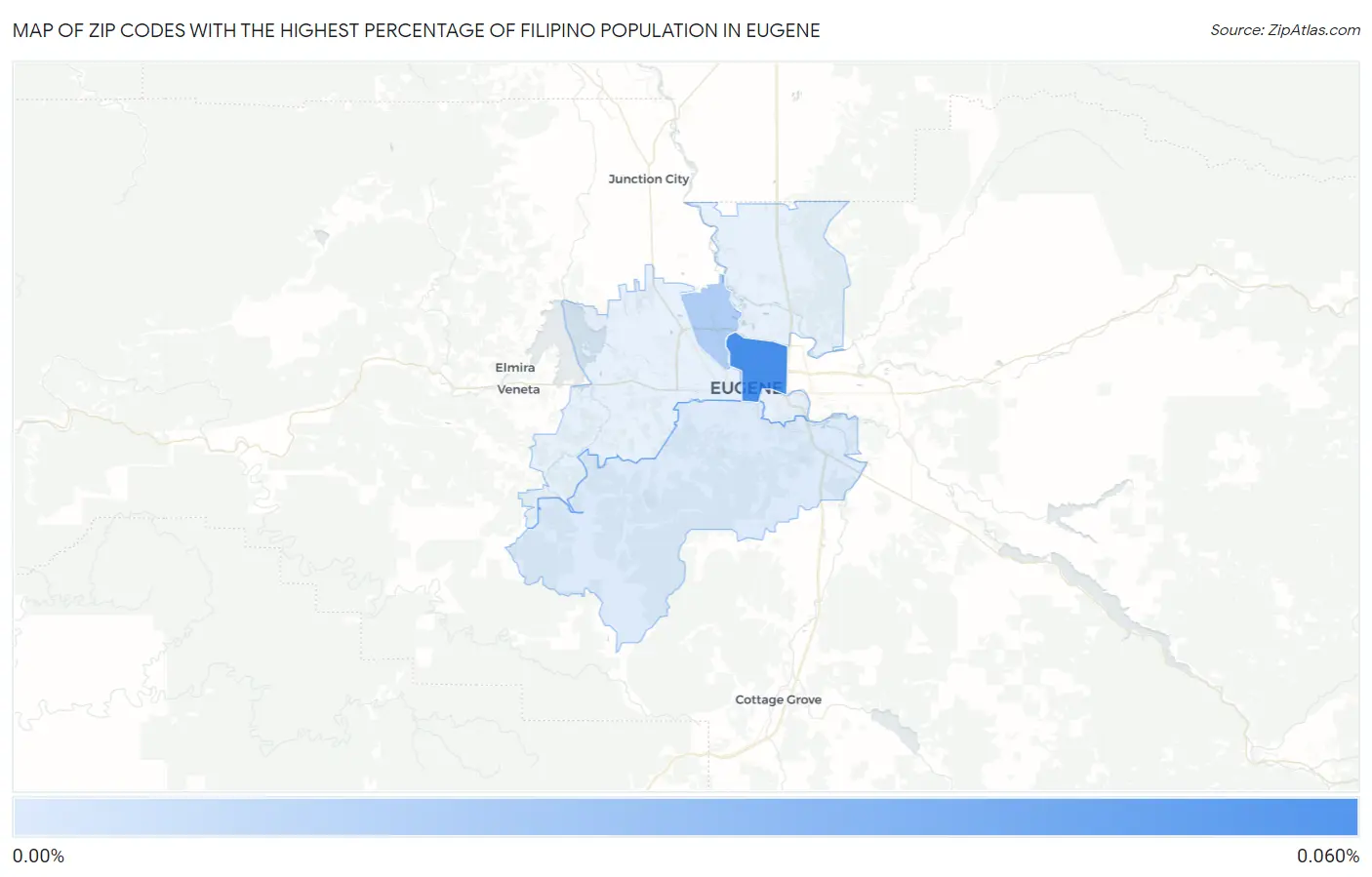 Zip Codes with the Highest Percentage of Filipino Population in Eugene Map