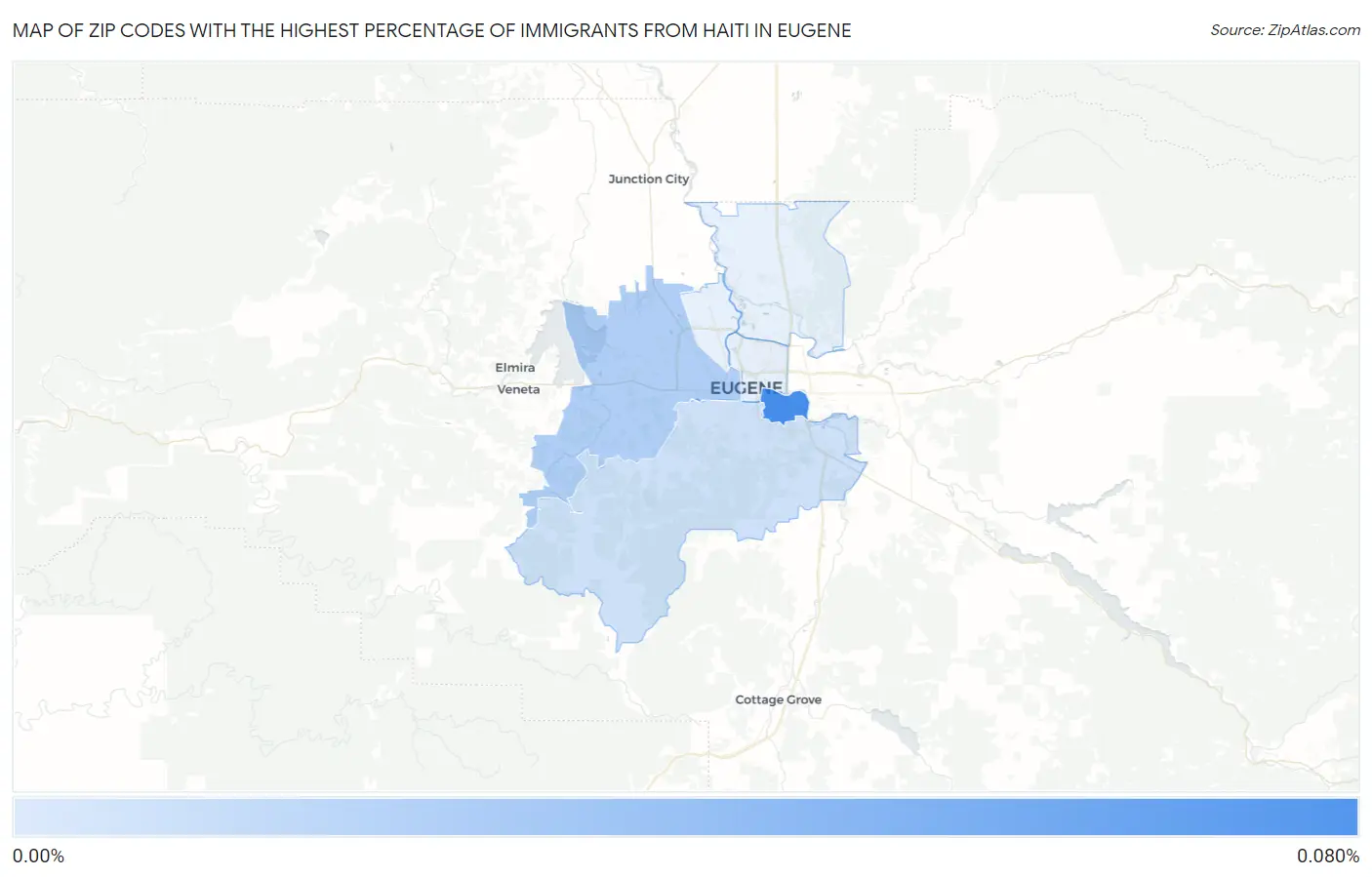 Zip Codes with the Highest Percentage of Immigrants from Haiti in Eugene Map