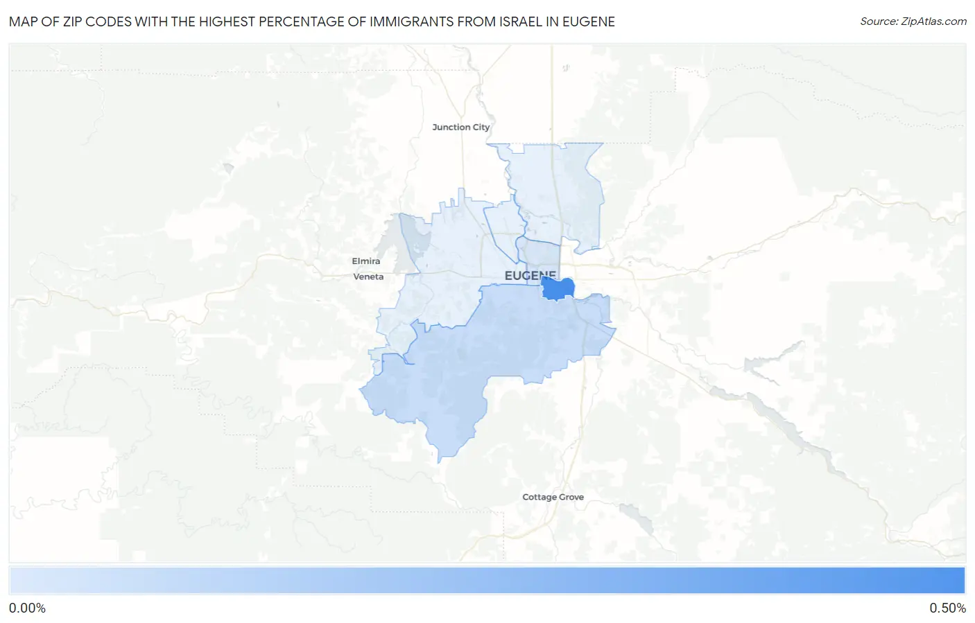 Zip Codes with the Highest Percentage of Immigrants from Israel in Eugene Map