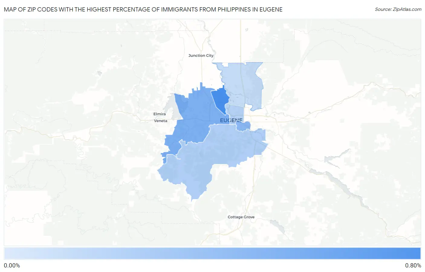 Zip Codes with the Highest Percentage of Immigrants from Philippines in Eugene Map