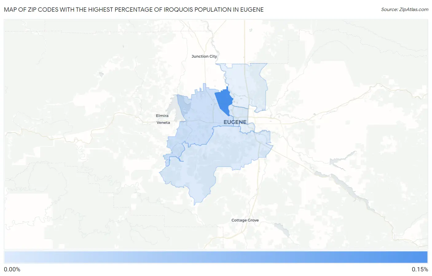 Zip Codes with the Highest Percentage of Iroquois Population in Eugene Map