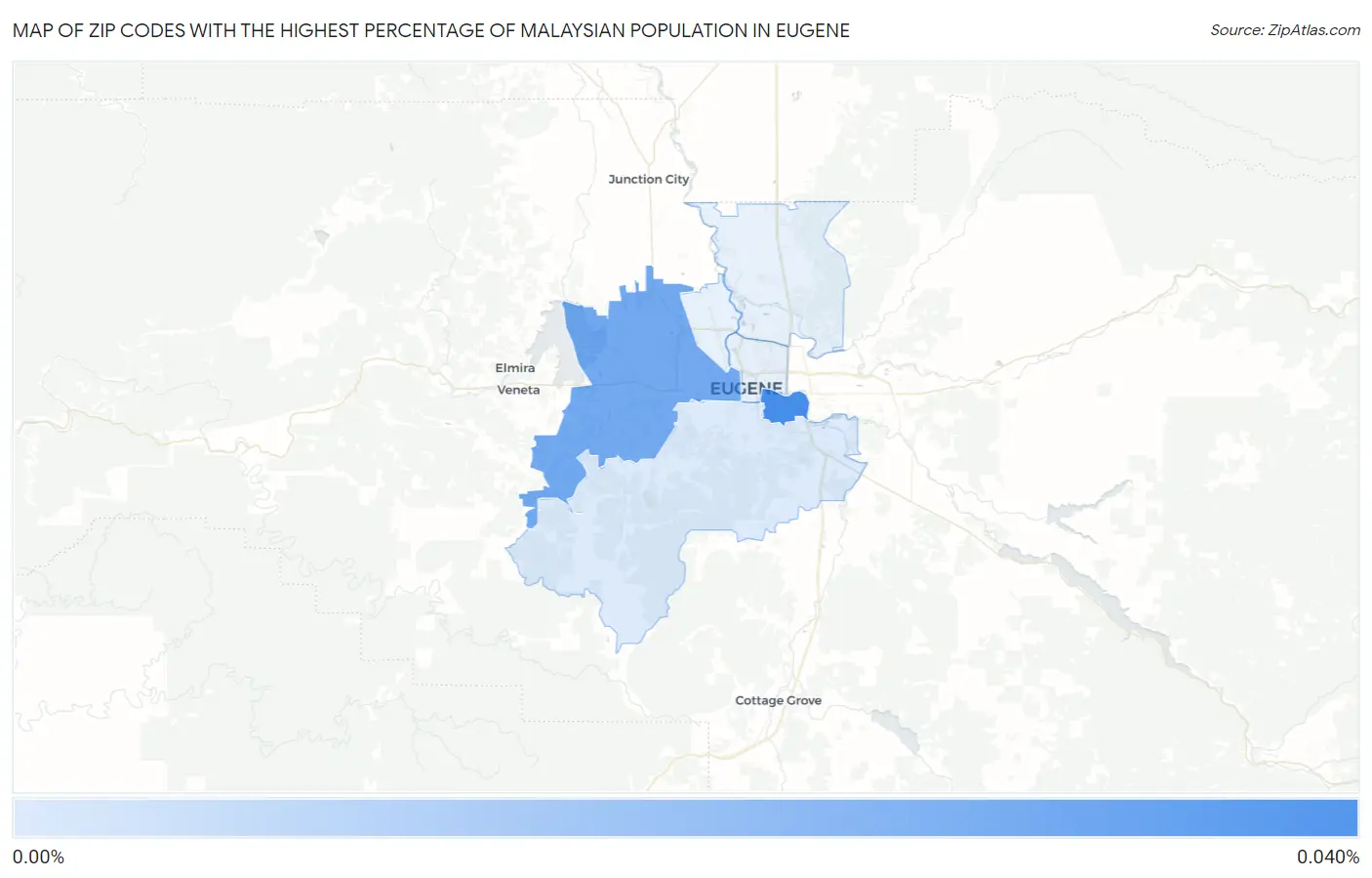Zip Codes with the Highest Percentage of Malaysian Population in Eugene Map