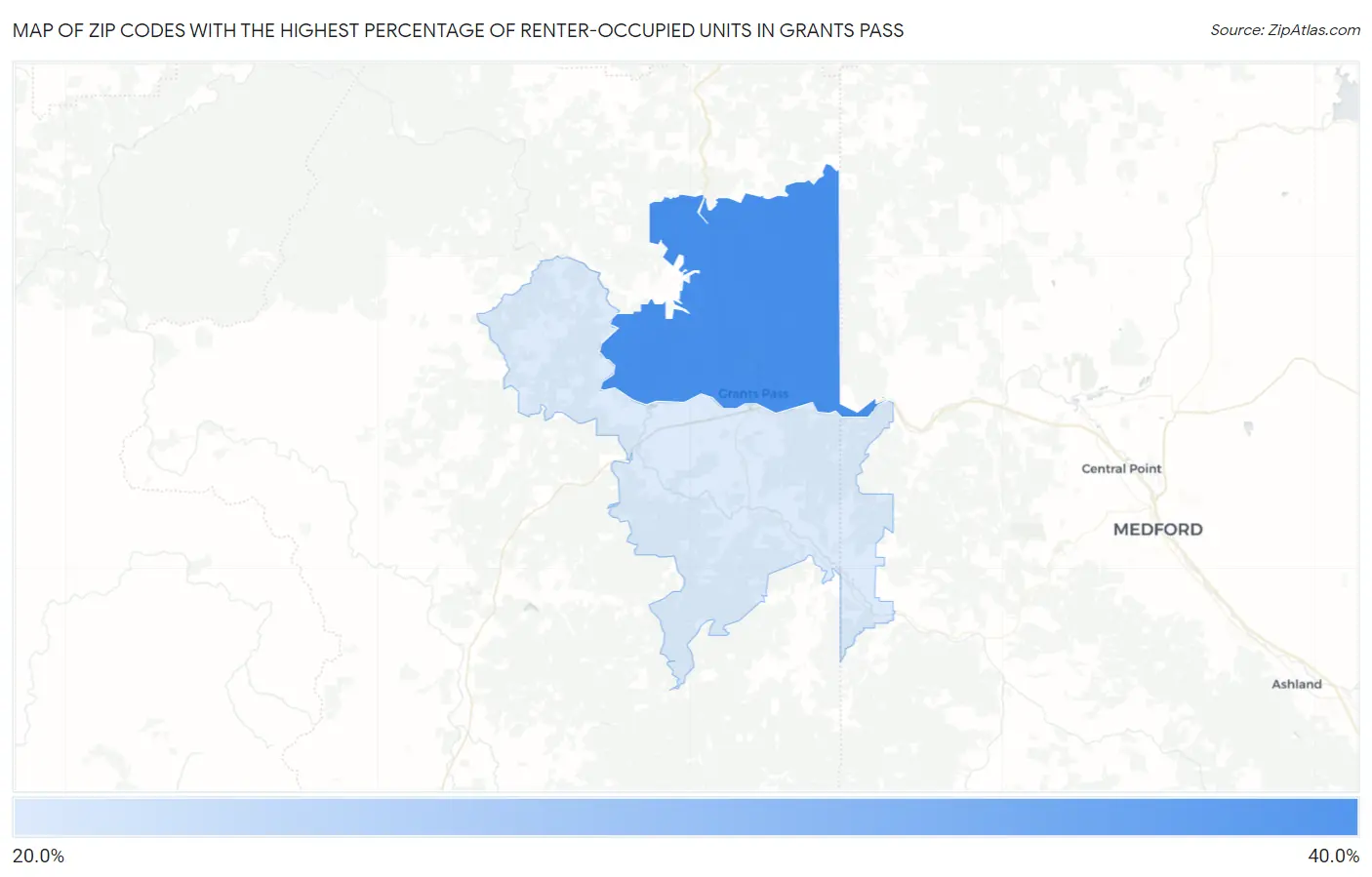 Zip Codes with the Highest Percentage of Renter-Occupied Units in Grants Pass Map