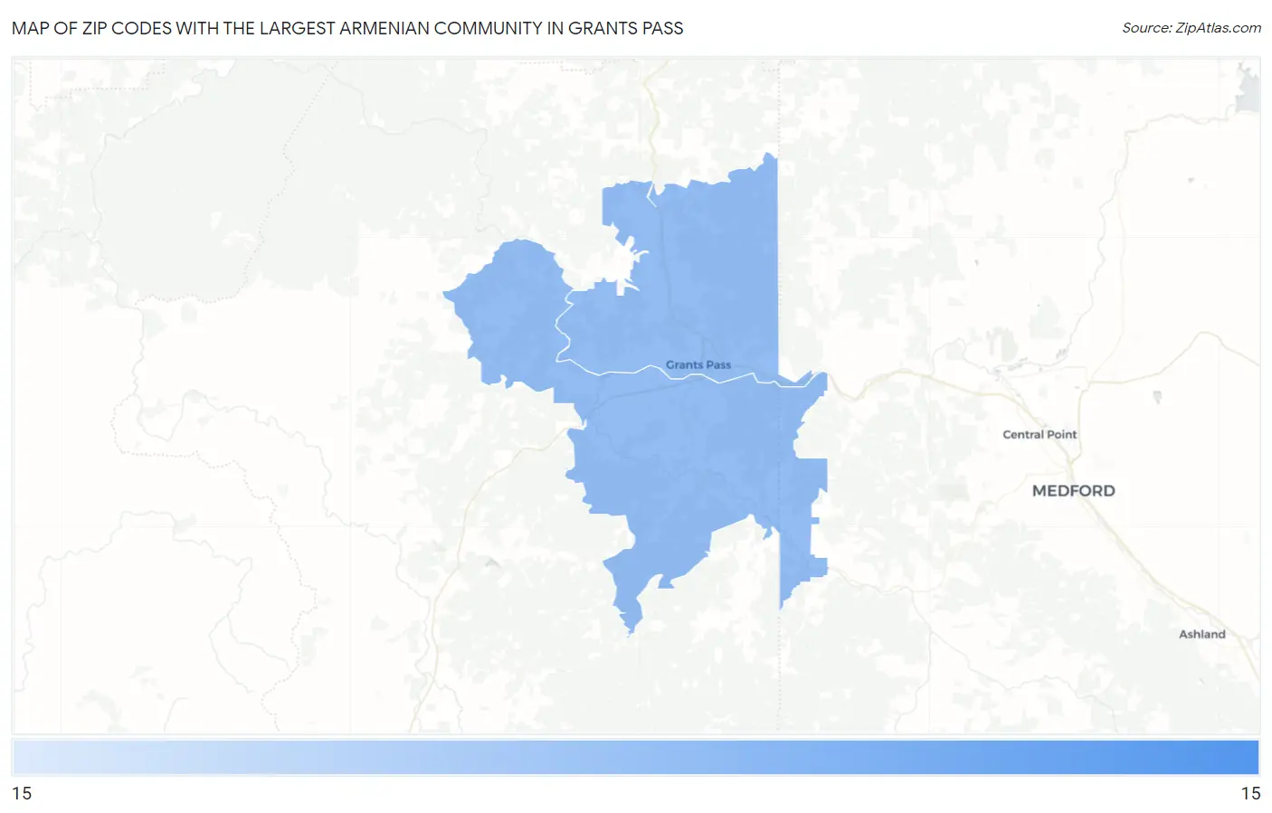 Zip Codes with the Largest Armenian Community in Grants Pass Map