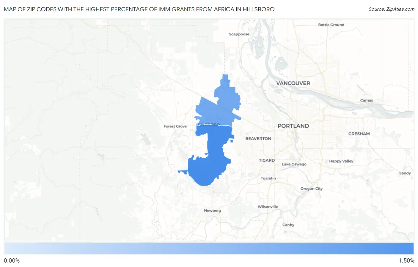 Zip Codes with the Highest Percentage of Immigrants from Africa in Hillsboro Map