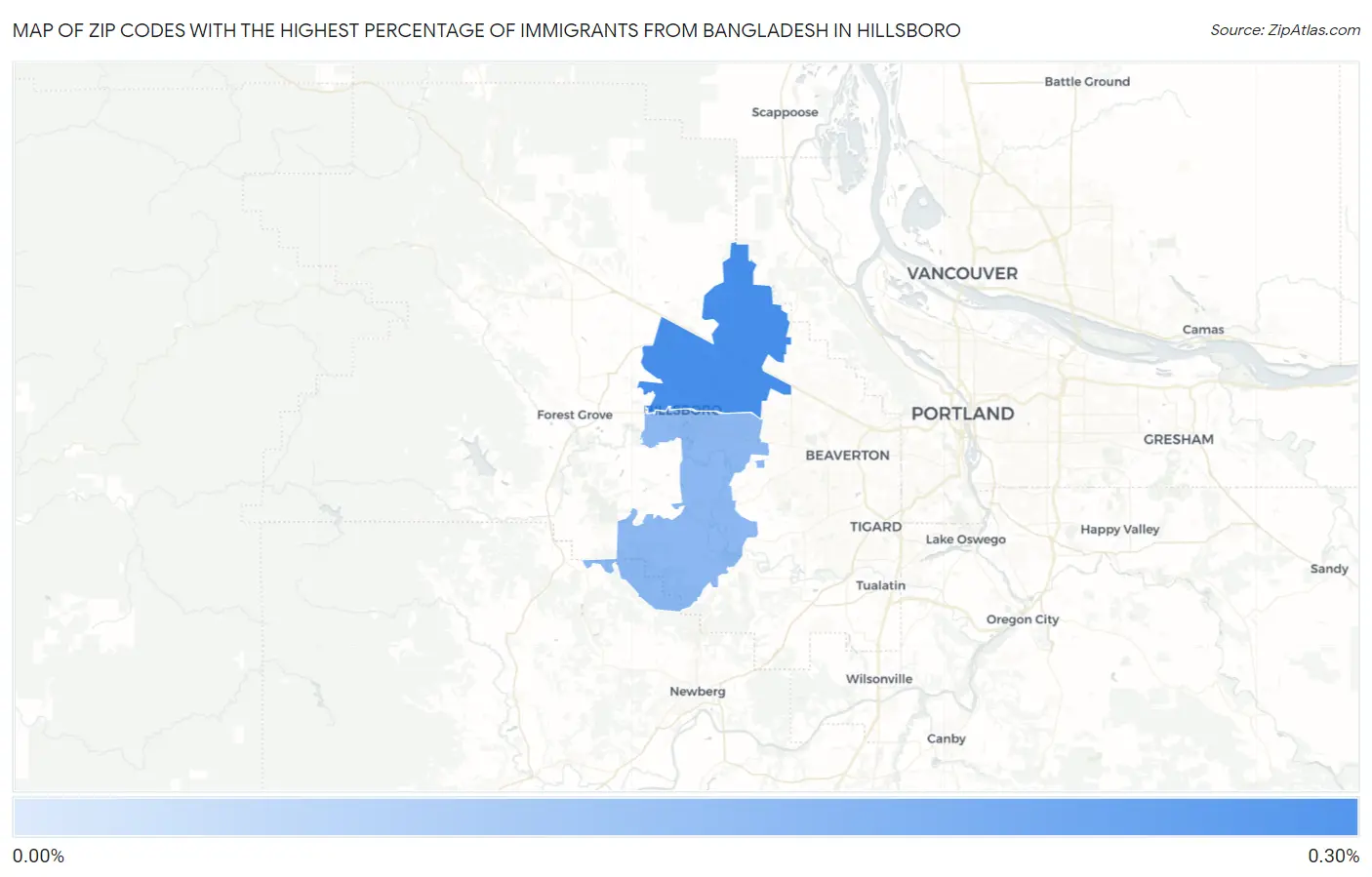 Zip Codes with the Highest Percentage of Immigrants from Bangladesh in Hillsboro Map