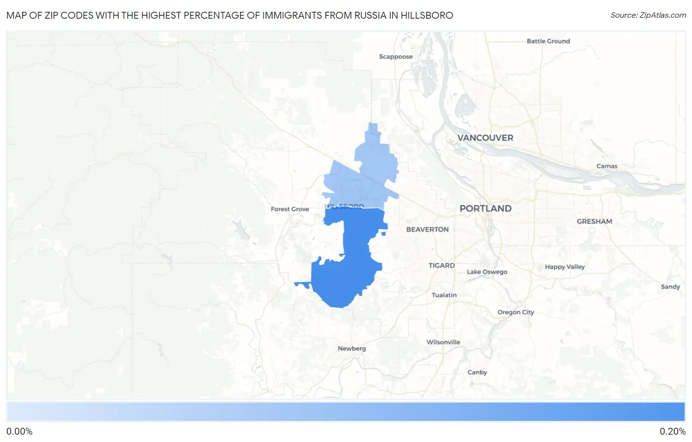 Zip Codes with the Highest Percentage of Immigrants from Russia in Hillsboro Map