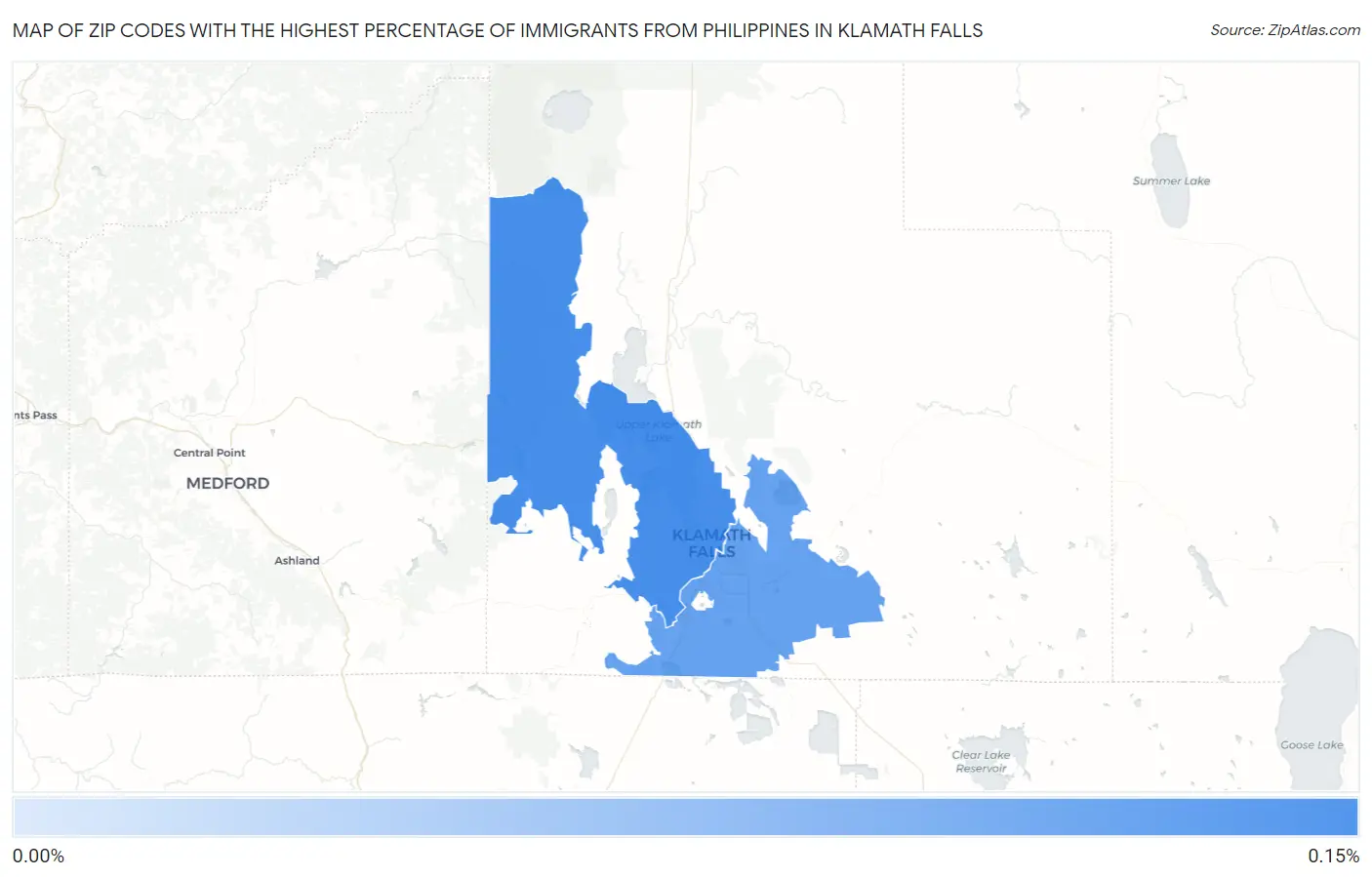 Zip Codes with the Highest Percentage of Immigrants from Philippines in Klamath Falls Map