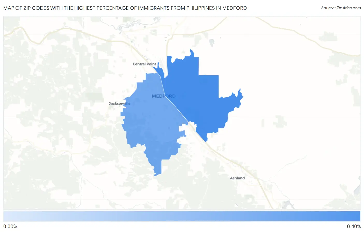 Zip Codes with the Highest Percentage of Immigrants from Philippines in Medford Map